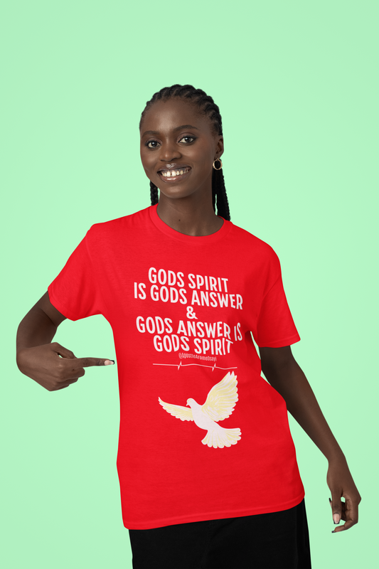 Gods Answer Is Gods Spirit on Jersey Tee. Available in 11 Colors .