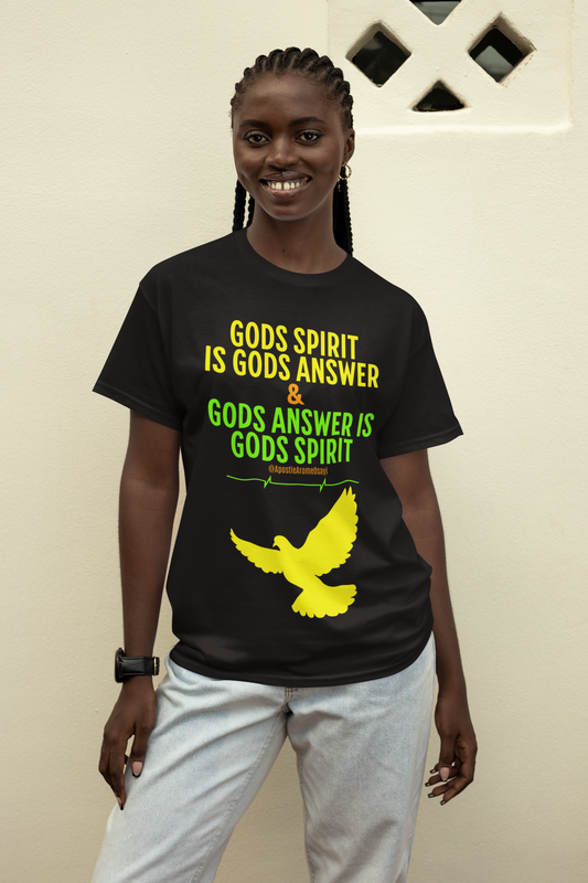 Gods Answer is Gods Spirit With Colorful Font-Unisex Jersey Tee- Black
