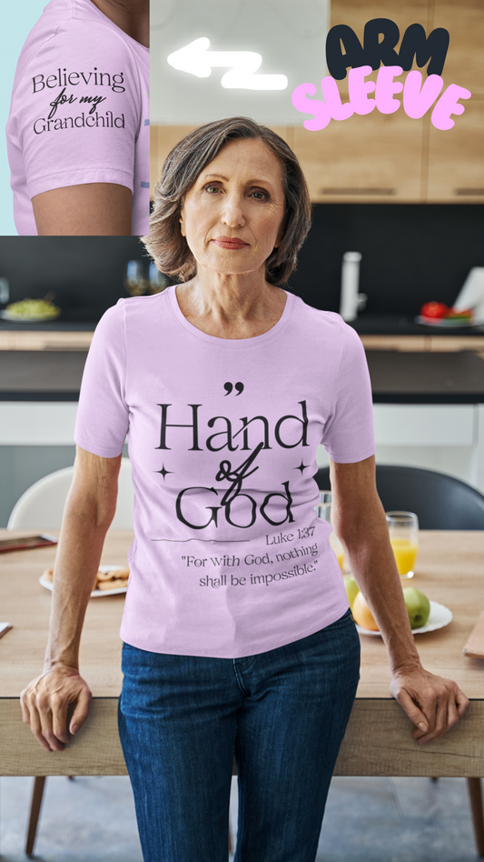 Hand Of God For GrandParent in Black Font Design. Unisex Jersey Tee Available in 11 Colors