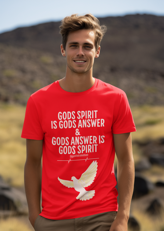 Gods Answer is Gods Spirit. Unisex Champion T-Shirt. 4 Colors Available